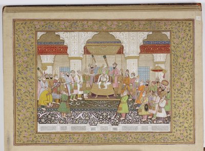 Album med Mughal-dynastisk genealogi, 1855 (ugjennomsiktig wc og gull på papir) av Haqim Ahasan Ullah Khan
