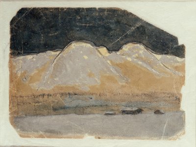 Første utkast til "Vinternatt i fjellet" av Harald Oscar Sohlberg