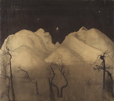 Vinternatt i fjellet. studie, 1902-2 av Harald Oscar Sohlberg