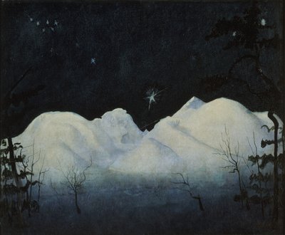 Vinternetter på fjellet (olje på lerret) av Harald Oscar Sohlberg