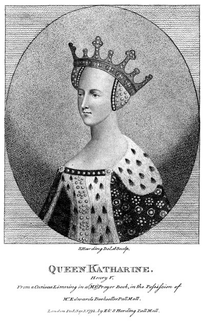 Katarina av Valois 1401-1437, dronningkonsort til kong Henry V, 1792. av Harding