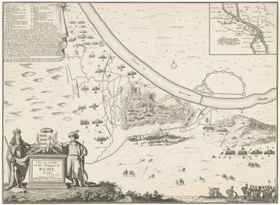 Plattegrond van Buda, 1686 Plan over byen og Bude-angrepene i 1686 (tittel på objekt) av Harmanus van Loon