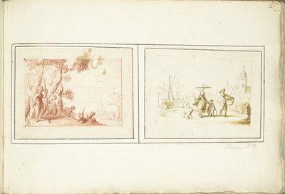 Hyrde med storfe og gatescene av Harmen ter Borch (signed by artist)