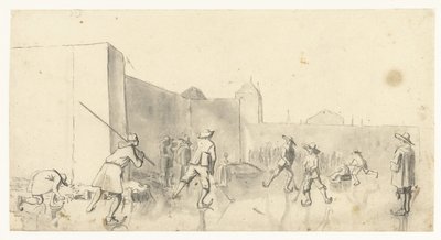 Skatere på Zijlpoort, Haarlem av Harmen ter Borch