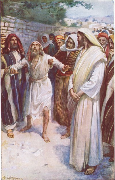 Bartimaeus, illustrasjon fra Harold Copping Pictures: The Crown Series, ca. 1920-tallet av Harold Copping