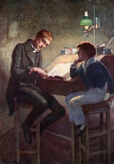 David Copperfield og Uriah Heep (farge litho) av Harold Copping