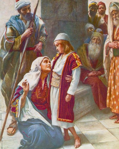 «Visste du ikke det» Lukas, 2, 49 (fargelitografi) av Harold Copping