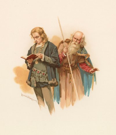 Hamlet-lesing, med Polonius bak av Harold Copping