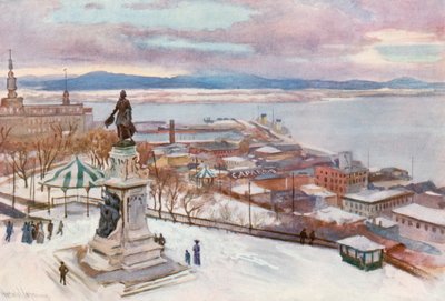 Quebec fra Hotel Frontenac av Harold Copping
