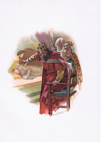 Dronning Gertrude, illustrasjon fra Hamlet av Harold Copping
