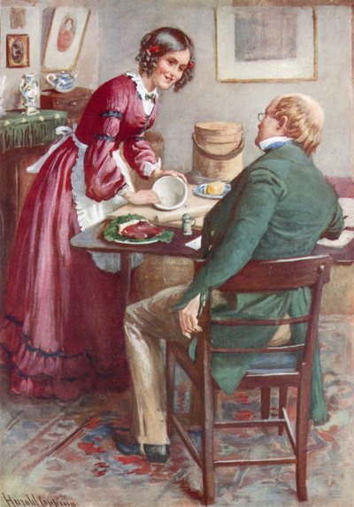 Ruth Pinch lager en pudding av Harold Copping