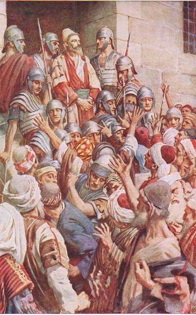 St Paul i Jerusalem, illustrasjon fra Harold Copping Pictures: The Crown Series, ca. 1920-tallet av Harold Copping
