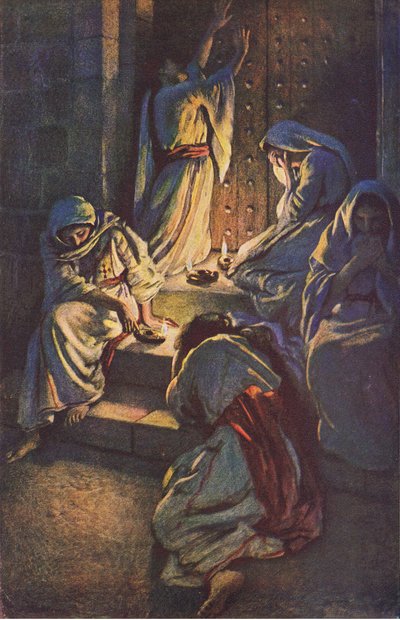 The foolish jomfruer, illustrasjon fra Harold Copping Pictures: The Crown Series, ca. 1920-tallet av Harold Copping