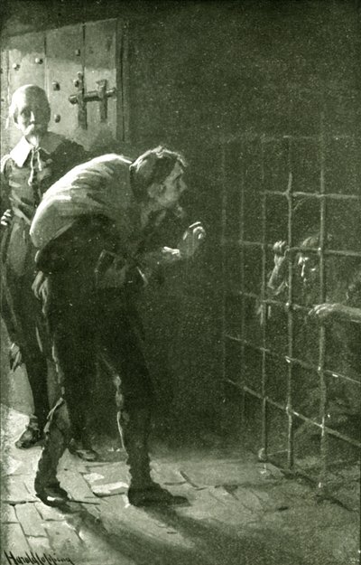 Mannen i jernburet (litho) av Harold Copping