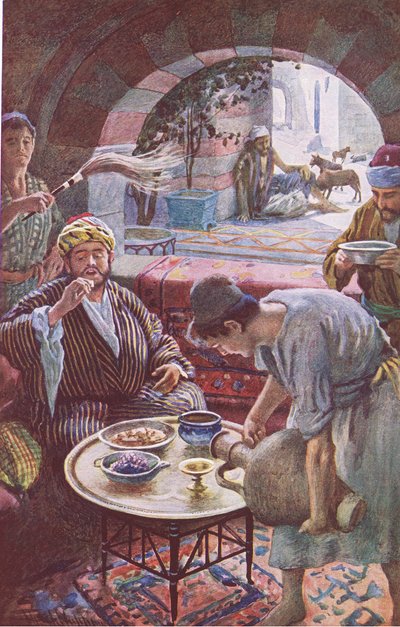 Den rike mannen og Lasarus, illustrasjon fra Harold Copping Pictures: The Crown Series, ca. 1920-tallet av Harold Copping