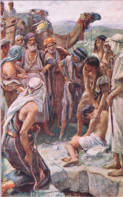 Salget av Joseph, illustrasjon fra Pictures That Teach The Crown Series, 1920 av Harold Copping