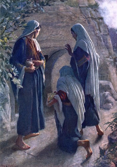 Kvinnen ved graven (farge litho) av Harold Copping