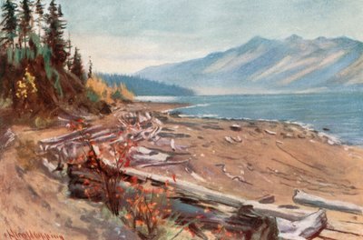Utsikt fra bredden av Kootenay Lake av Harold Copping