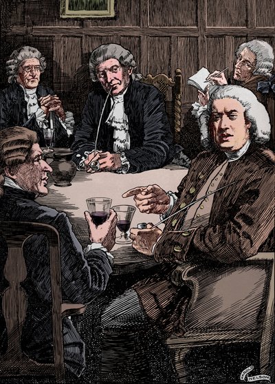 'Dr. Johnson Discoursing With His Friends', c1900, 1912 av Harold Edward Hughes Nelson