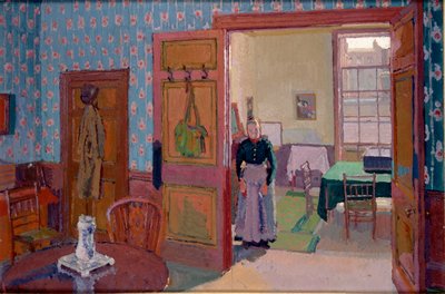 Interiør med fru Mounter, 1916-1917 av Harold Gilman