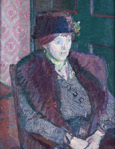 Portrett av fru Victor Sly, ca. 1914-15 av Harold Gilman