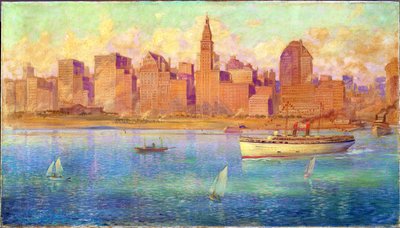Sjøbredden, Chicago (olje på lerret) av Harold Harrington Betts