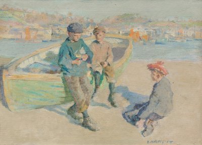 Barn i Newlyn Harbor av Harold Harvey