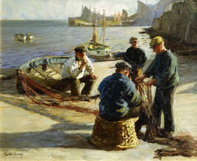 Mending the Nets, Newlyn av Harold Harvey