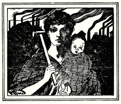 Omslagsillustrasjon for The White Slaves of England (s/hv-bilde) av Harold Hume Piffard