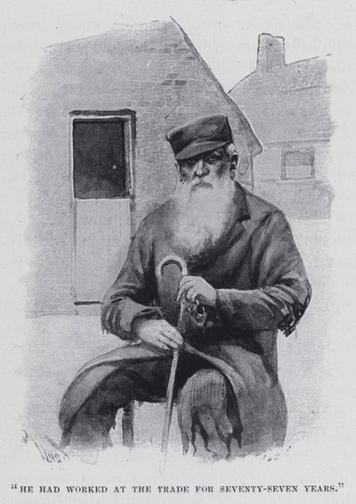 "Han hadde jobbet i handelen i syttisju år" (s/hvitt-bilde) av Harold Hume Piffard
