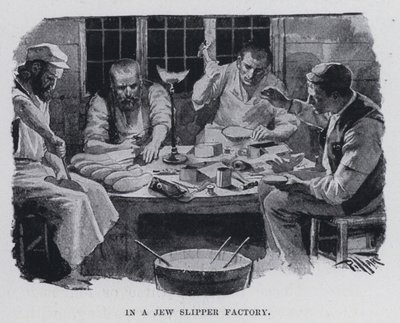 I en jødisk tøffelfabrikk (s/hvitt-bilde) av Harold Hume Piffard