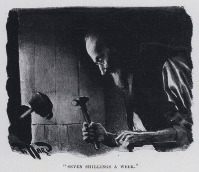 "Syv shilling i uken" (s/hvitt-bilde) av Harold Hume Piffard