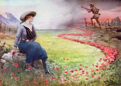 Den tynne røde linjen (farge litho) av Harold Hume Piffard