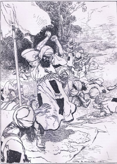 The death of the Khalifa, illustrasjon fra Cassells History of England, 1900-tallet av Harold Robert Millar