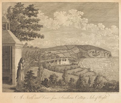 Nord-østutsikt fra Sandham Cottage, Isle of Wight av Harriet Wilkes