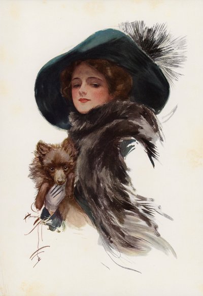 En feiging (fargelitografi) av Harrison Fisher