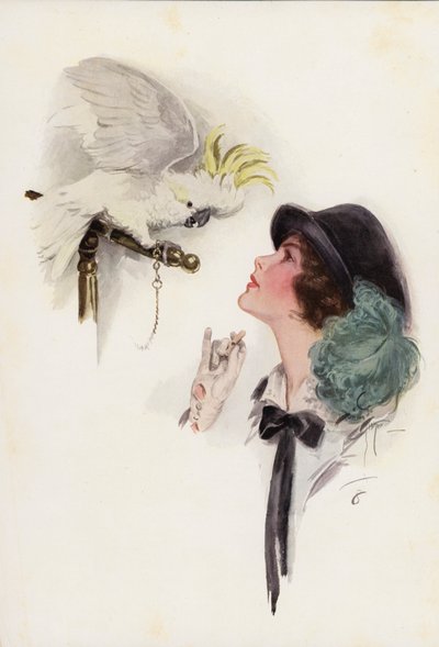 En påskehatt (fargelitografi) av Harrison Fisher