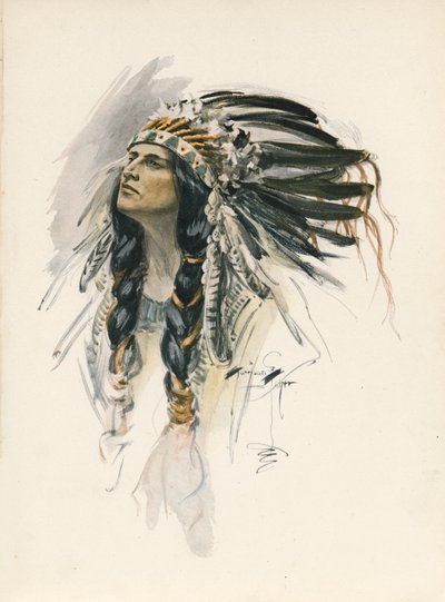 Longfellows sang om Hiawatha (fargelitografi) av Harrison Fisher