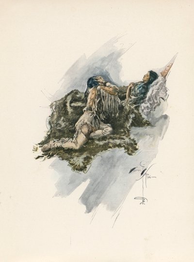 Longfellows sang om Hiawatha (fargelitografi) av Harrison Fisher