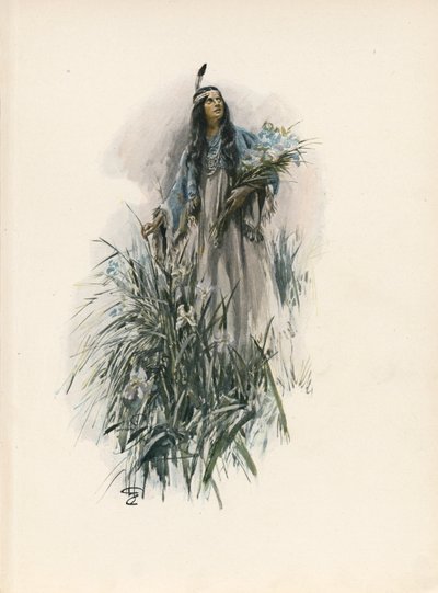 Longfellows sang om Hiawatha (fargelitografi) av Harrison Fisher