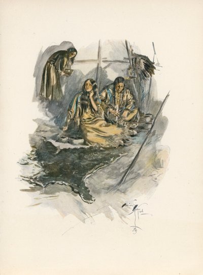 Longfellows sang om Hiawatha (fargelitografi) av Harrison Fisher