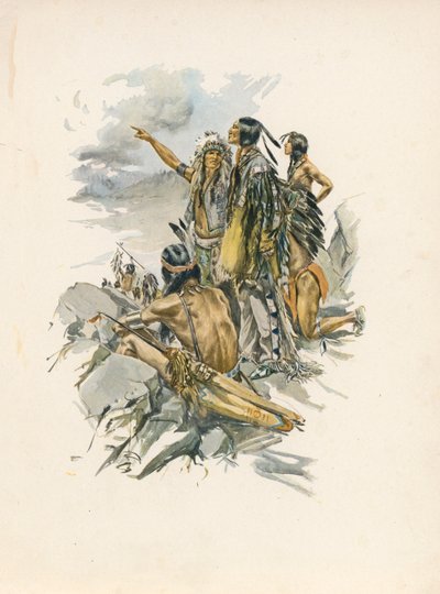 Longfellows sang om Hiawatha (fargelitografi) av Harrison Fisher