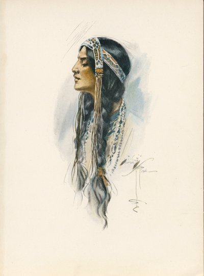 Longfellows sang om Hiawatha (fargelitografi) av Harrison Fisher