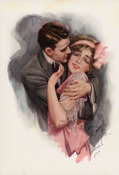 Poesi vs. prosa (fargelitografi) av Harrison Fisher