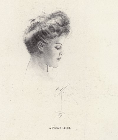 Portrett av en kvinne i profil (litho) av Harrison Fisher