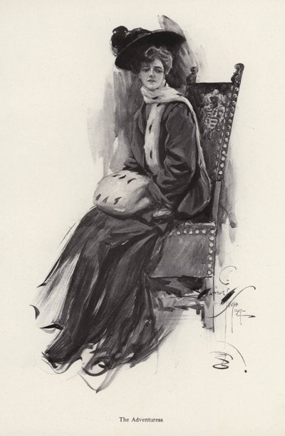 Portrett av en kvinne iført vinterklær (litho) av Harrison Fisher
