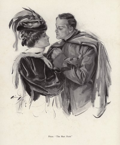 Scene fra The Man Hunt (litho) av Harrison Fisher