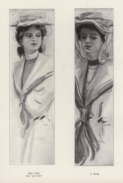 Karakteren Jane Cable fra romanen Jane Cable, av George Barr McCutcheon (litho) av Harrison Fisher