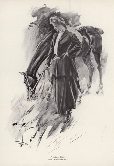 Karakteren Penelope Drake fra romanen, Cowardice Court, av George Barr McCutcheon (litho) av Harrison Fisher