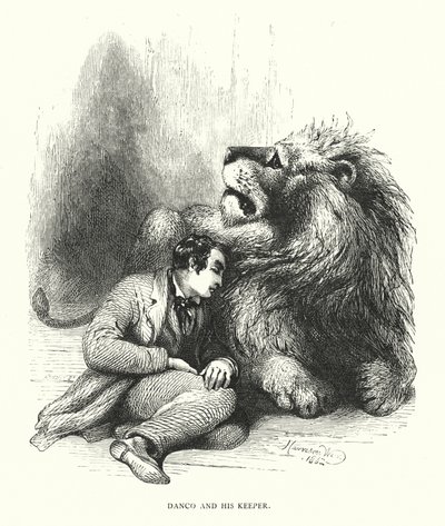 Løven og vokteren hans (gravering) av Harrison William Weir